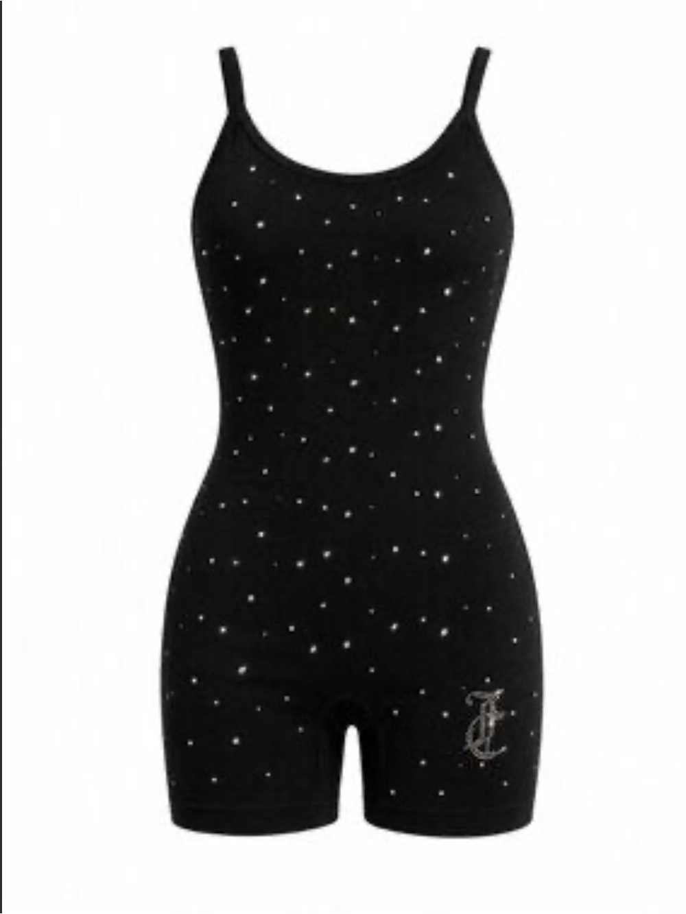 Juicy Couture Black Studded Tank Romper with Logo Accent - Small